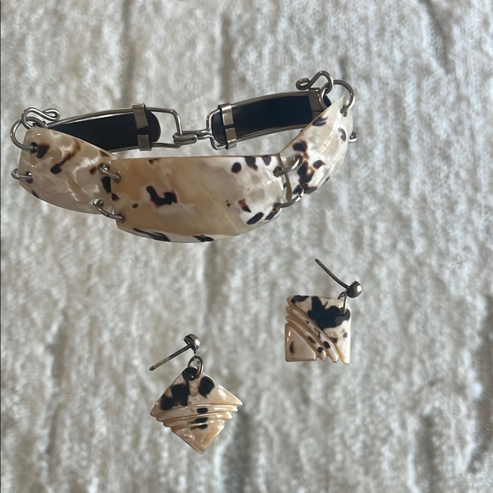 Vintage Tortoiseshell Bracelet and Earring Set